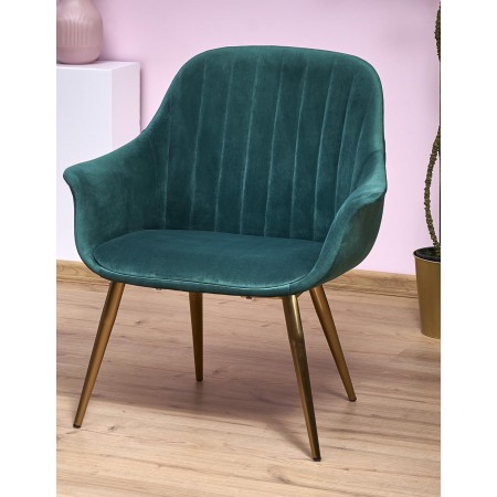 ELEGANCE 2 fotel wypoczynkowy tapicerka - ciemny zielony, nogi - złote (1p 1szt) - Halmar
