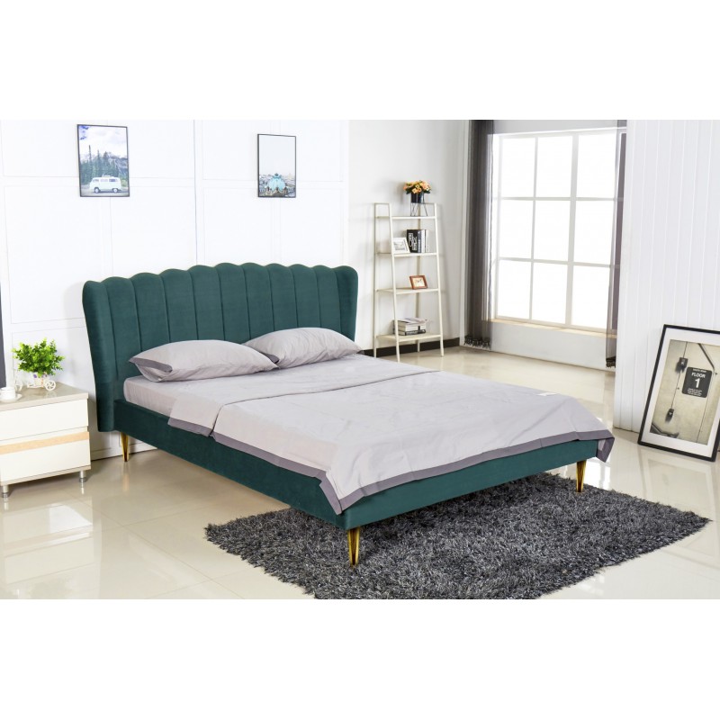VALVERDE łóżko ciemny zielony / złoty (2p 1szt) - Halmar